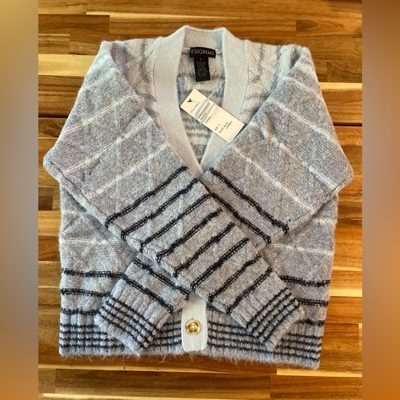 NWT Design 365 Blue Combo Cardi - Picture 2 of 10